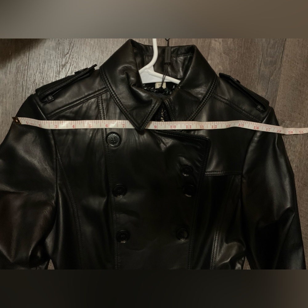 NWT Burberry London Black Double-Breasted Leather Trench Coat US.4 - Picture 12 of 13